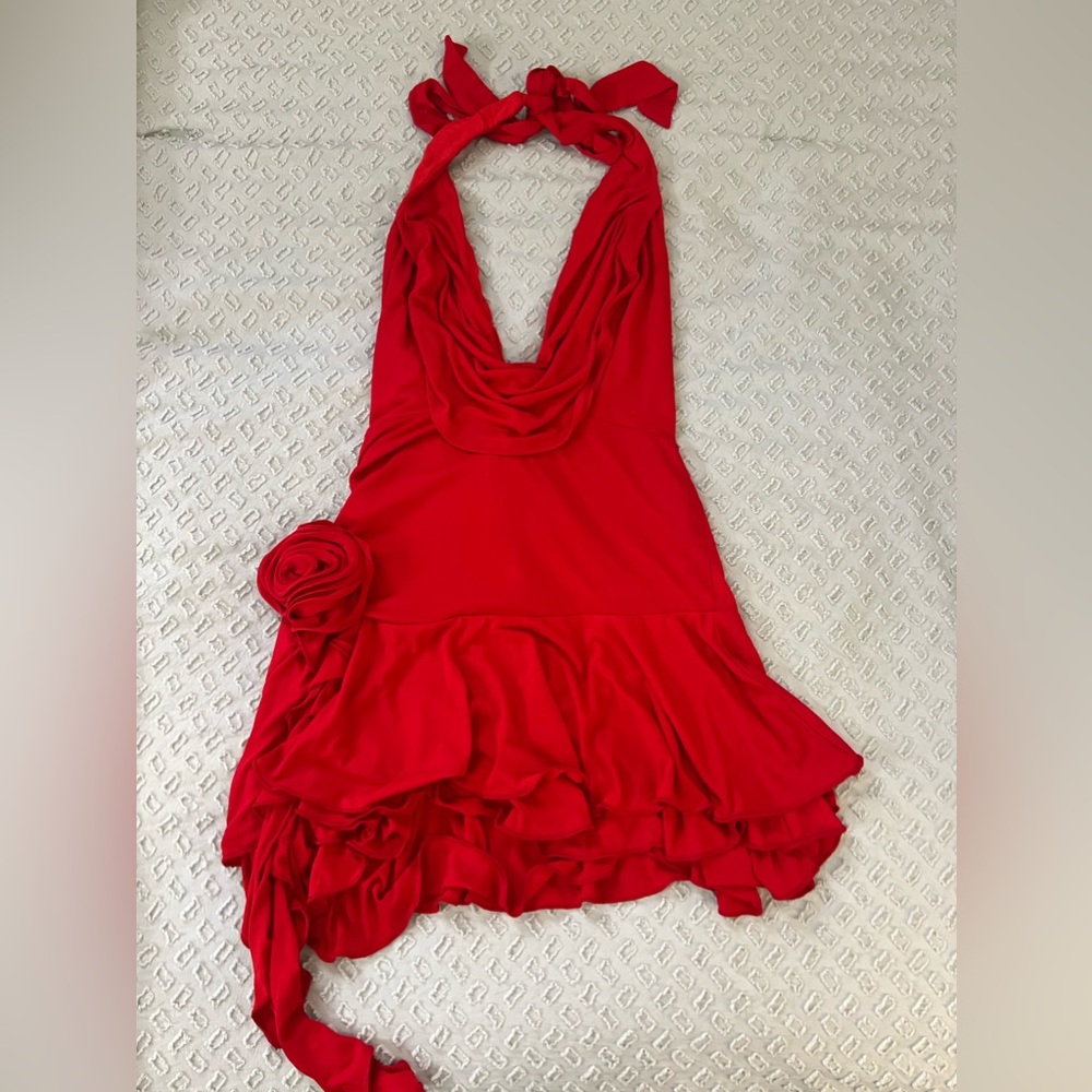 Hello Molly Pretty Rose Halter Mini Dress - Red